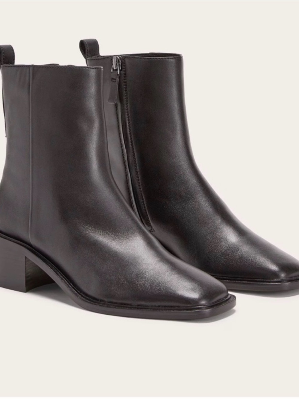 Everlane The City Boot Square Toe Black Leather